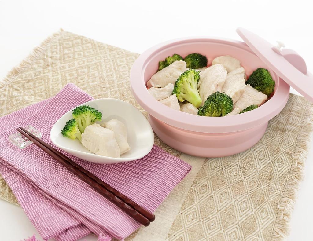 Ishigaki Delish Life Foldable Silicone COOK Easy To Use In the Microwave Time Saving Cooker Steaming Dishes Rice Cooking Pasta Recipe Included Round