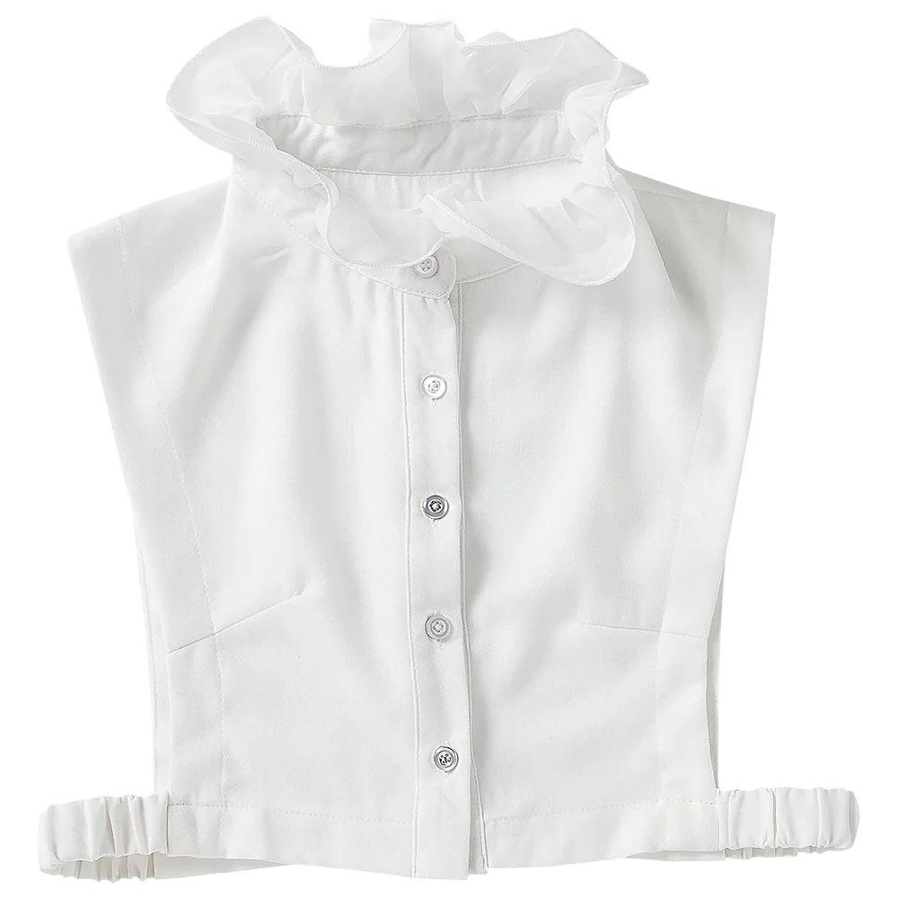 Women Shirt Fake Collar Stand Ruffle Sweater Blouse Shirt False Collar Female Cotton Removable Detachable High Collars