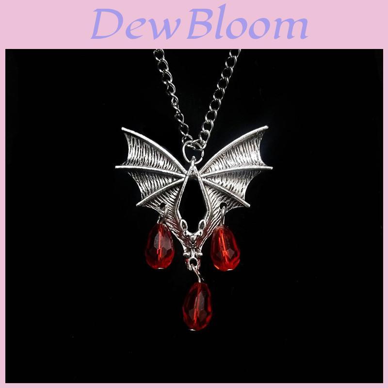 Gothic Bat Pendant Necklace And Earrings Set With Alloy Material For Alternative Fashion Enthusiasts