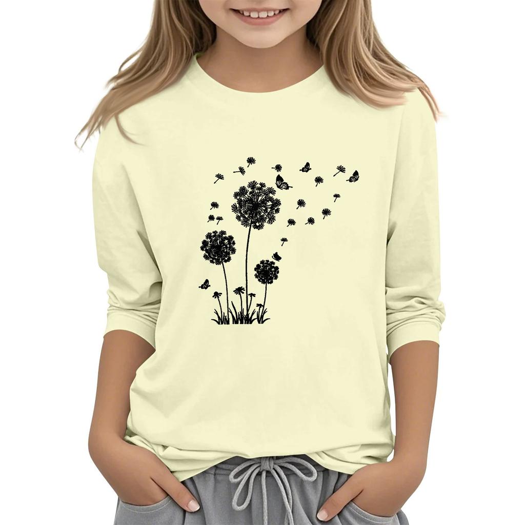 Children's 7-point Sleeved Round Neck Top Print Fashion Casual T-shirt