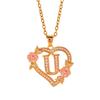 Zierliches Messing Initialen-Halskette Mit Floralem Herz-Ausschnitt Design Verstellbare Kette Leichter Romantik Schmuck