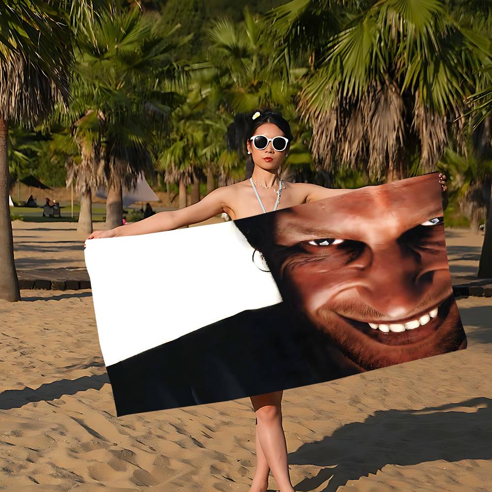 A-Aphex Twin Mikrofaser Bedrucktes Strandtuch Bergsteigen Yoga Strand Schwimmen Laufen Saugfähiges Weiches Handtuch
