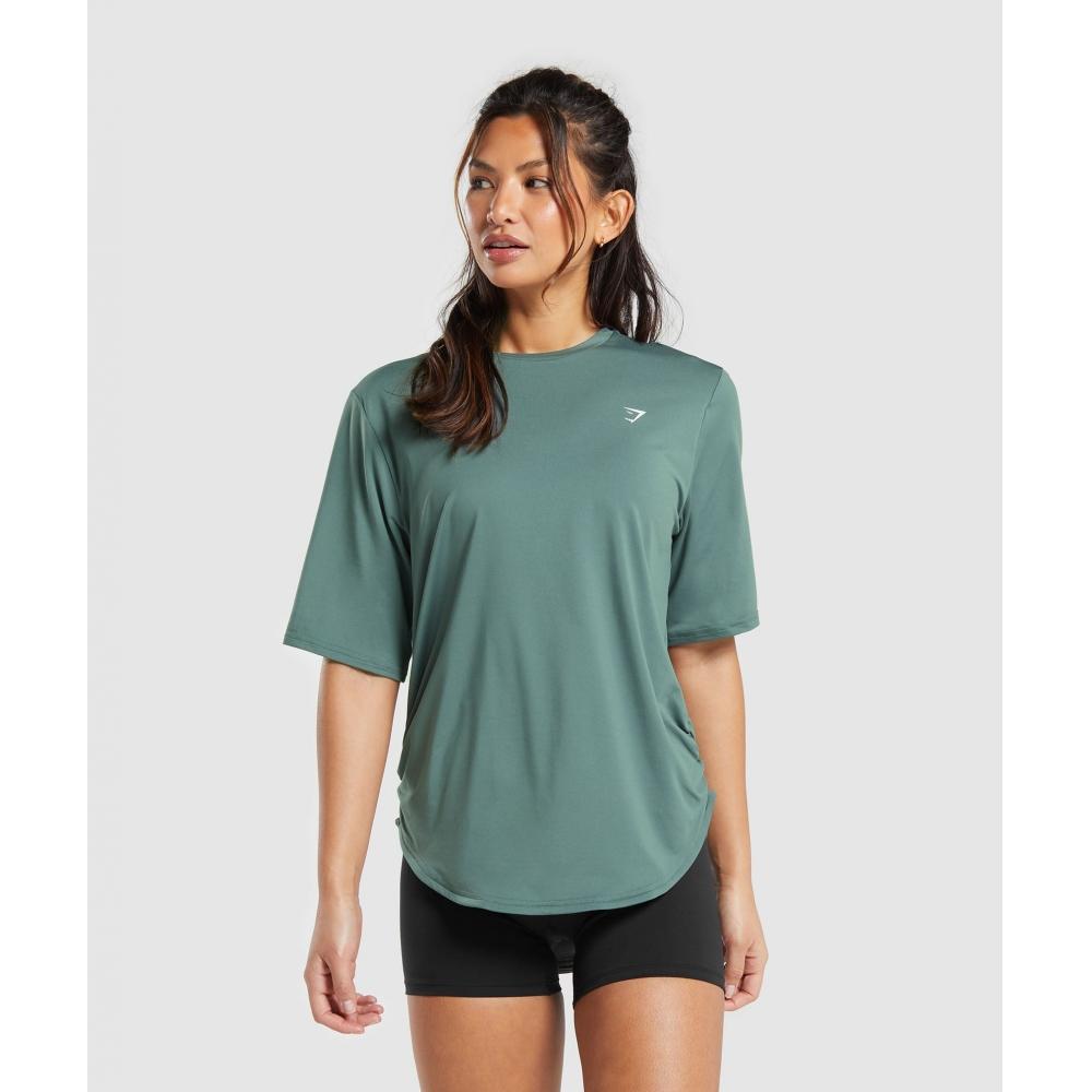 

GYMSHARK Оверсайз-футболка со сборками Темно-бирюзовый B7A2E TBNG XXS