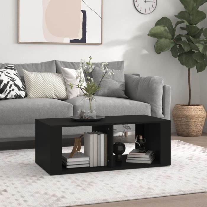 816521 vidaXL Table basse Noir 100x50x36 cm Bois d'ingénierie