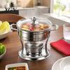 Small Buffet Warmer Chafers And Warmers Set with Glass Lid, Round Stainless Steel Compact Vacuum Insulated Meal Box Thermal Serving Bowl, Catering