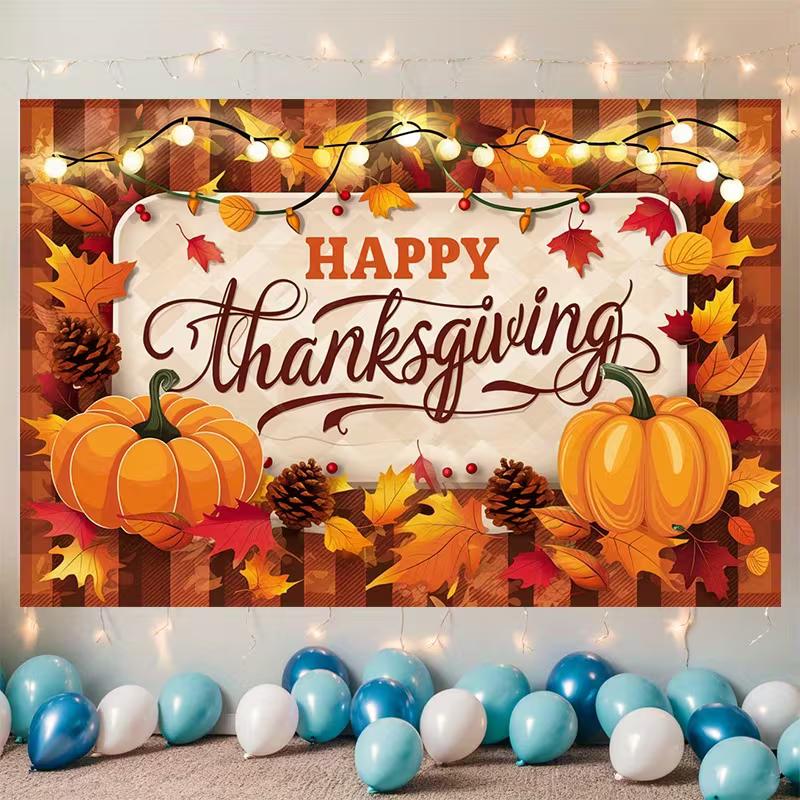 2D Cozy Happy Thanksgiving Pumpkin Photography Background