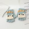 Half finger flip gloves children boys and girls cute cartoon plush warm and cold gloves children's gloves winter