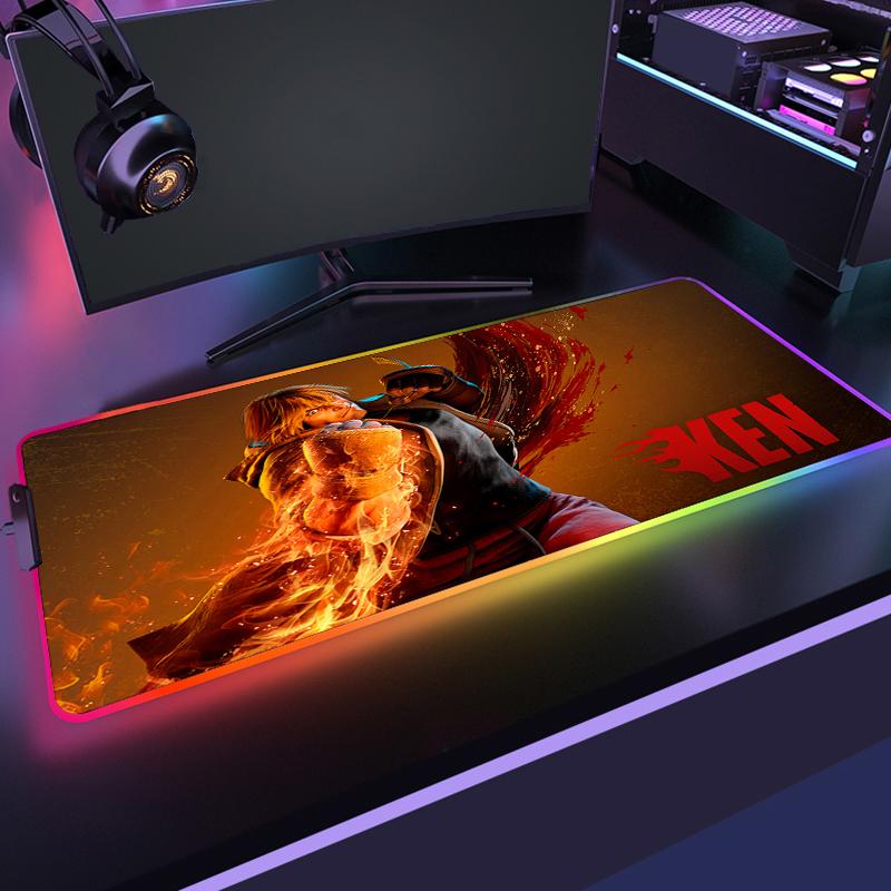 Rgb Xxl Mouse Pad Large Gamer Mousepad Anime Street Fighter Deskmat Gaming Pc Setup Accessories Desk Mat Computer Table Mausepad