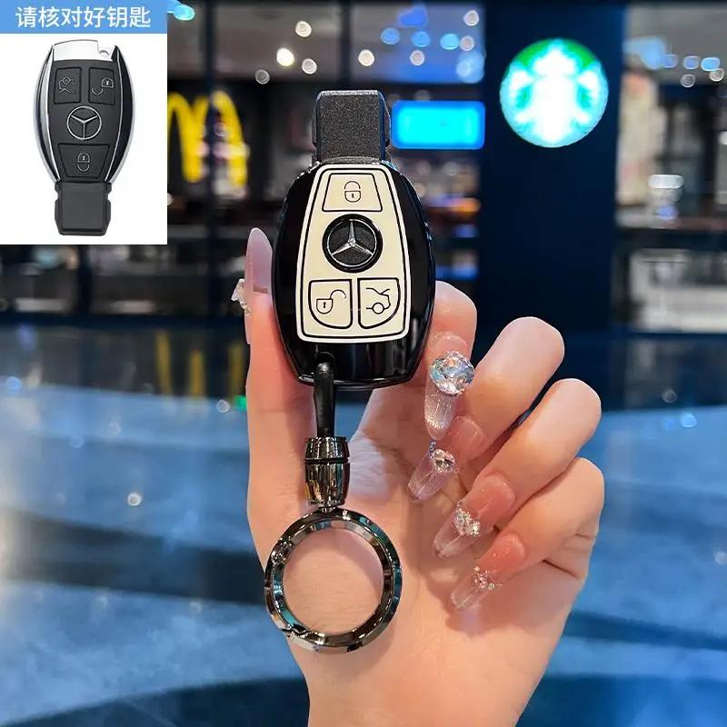 TGM3   Female Key Case for Mercedes Benz CLS CLA GL R SLK AMG A B C S Class 3 Button Remote Car Key Cover Holder Keychain Accessories