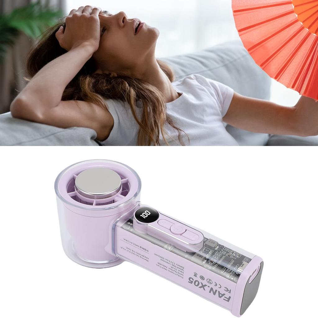 Portable Handheld   Fan Stepless Adjustment Digital Display Silent Small   Cooling Fan for Travel Beach Camping Home