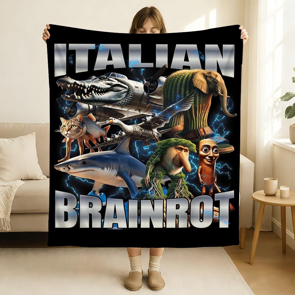 Italian Brainrot Creative Animal Blanket Soft and Skin Friendly For Couch Bed Napping Bedspread All Seasons Comforter