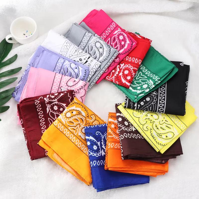 1/4/6pcs Paisley Bandana Printed Square Scarves Wristband Hair Band Neck Scarf Headwear Handkerchief Unisex Fashion Head Square