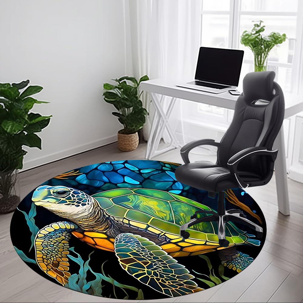 1pc Sea Turtle Print Chair Carpet for Office, Soft Comfortable Mat For Office, Living Room, Bedroom, Machine Washable Carpet yy251112078