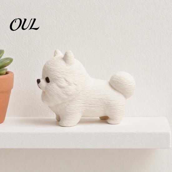 Matte White Home Decor 3D Printing Dog Ornament, Texture Fluffy Figurine, Durable Easy Care Mini Size Statue, for Office Desk Decoration Figurine
