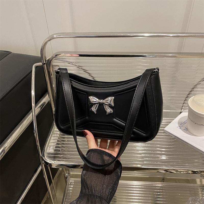 New Trend Temperament Versatile Simple Fashion Commuter Women's Bag Shoulder Portable Underarm Bag Bow Decoration Small Square