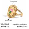 18K Gold Plated Heart Geometric Open Ring Moon Square Tower Ring Stainless Steel Ring  Friend