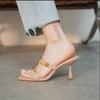 Fashion 2024Indoor  on Word Open Toe Off White Rivet Slides Outside Shoes for Women Sandals  Slippers Job with Free Shipping