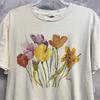 VTG Flowers Graphic T Shirt Large Fruit of the Loom Short Sleeve White Cotton