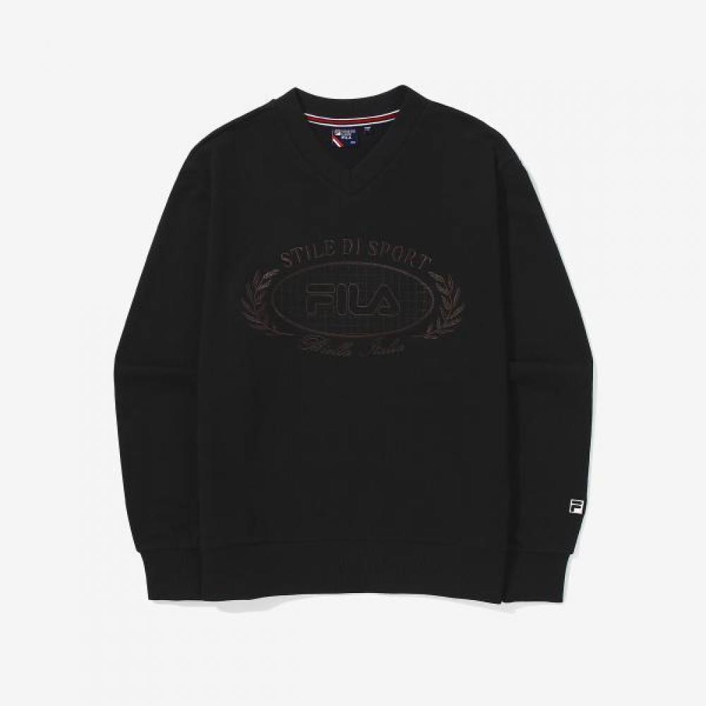 Fila V Neck Sweatshirt Tennis BLACK/W90