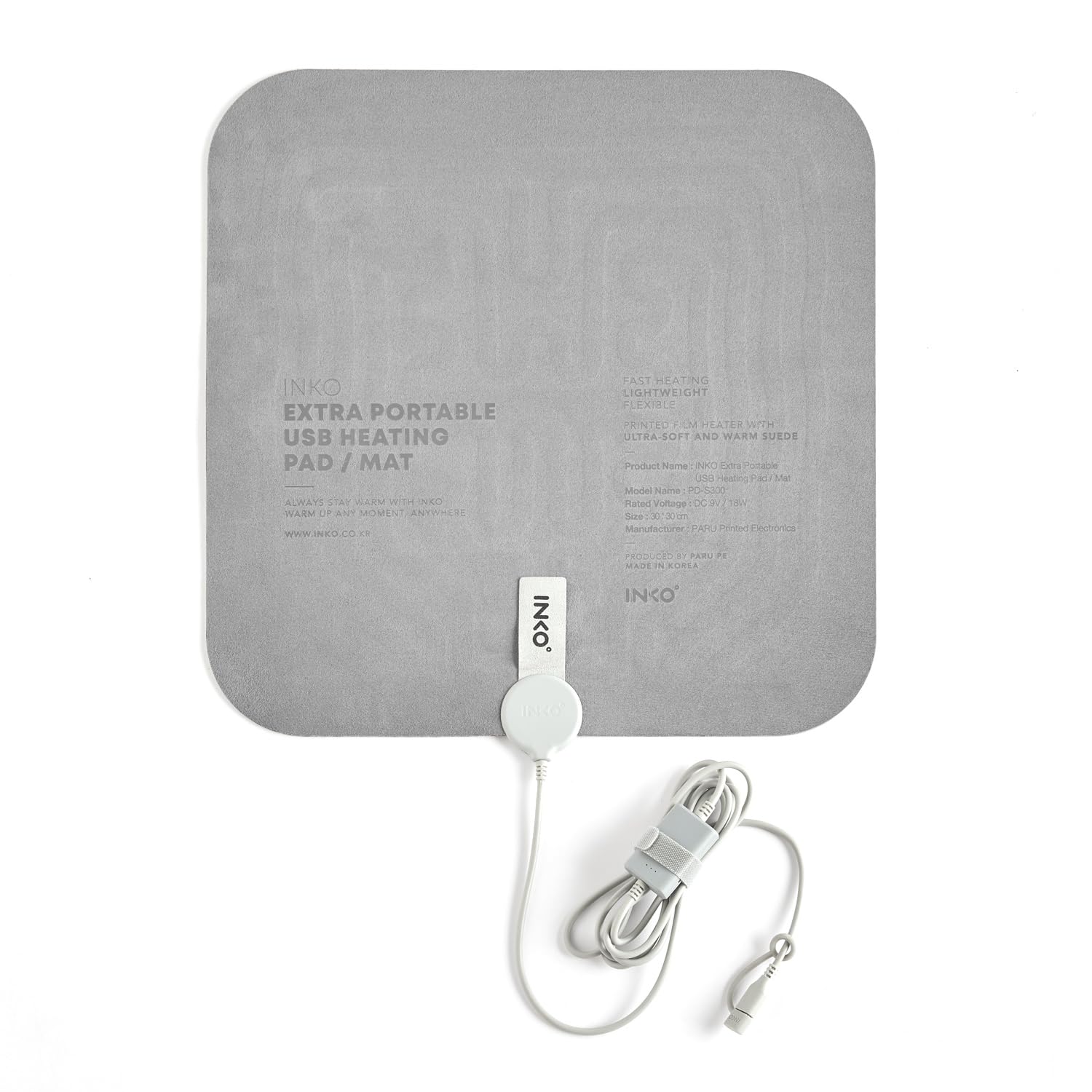 

INKO EXTRA Heating Pad Suede Hot Maximum 18W Rapid Electric Heating 3 Temperature Automatic Compact Energy Desk Cold Weather IK07303 Urban Gray
