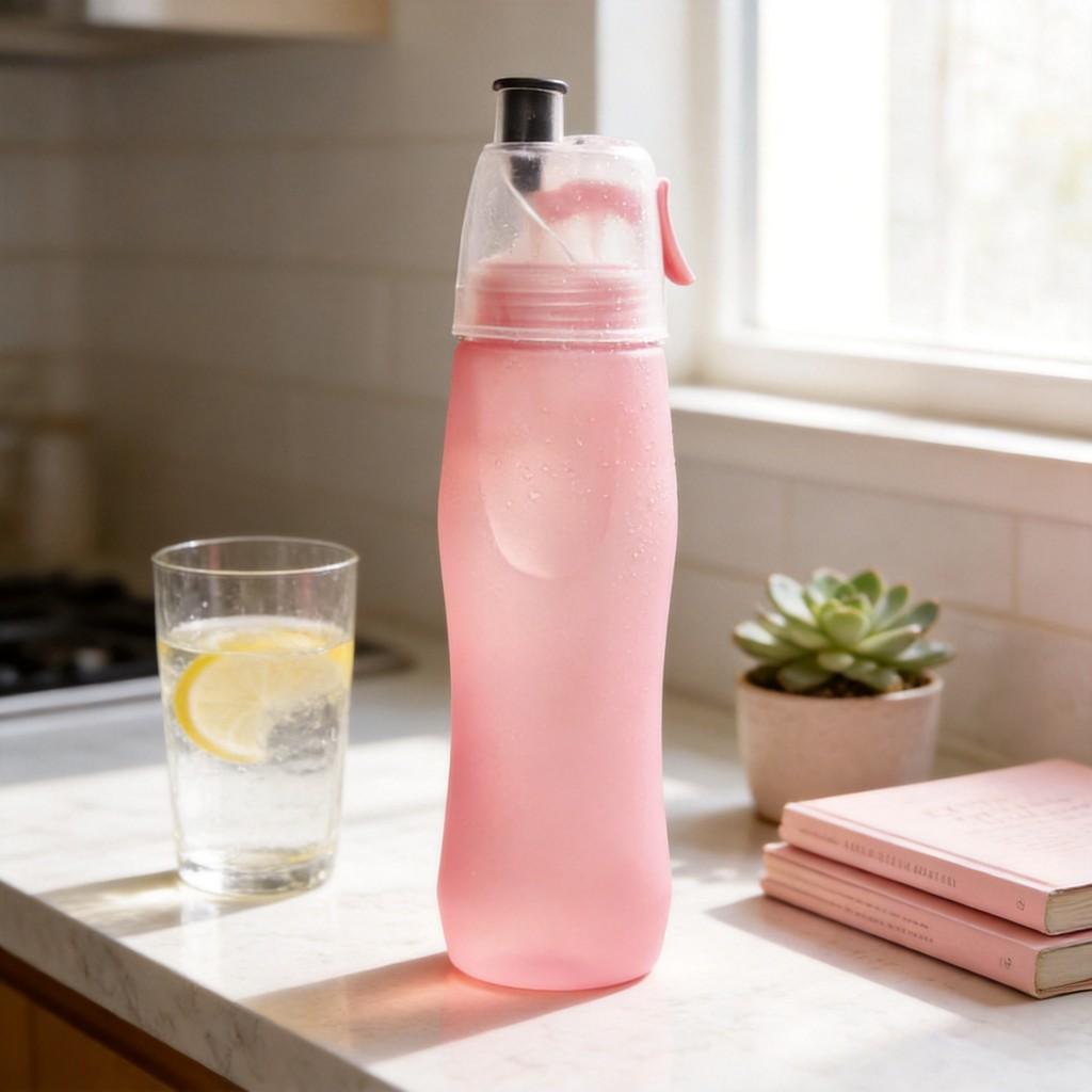 Portable Matte Spray Cooling Water Bottle With Leakproof Seal For Fitness And Sports Enthusiasts