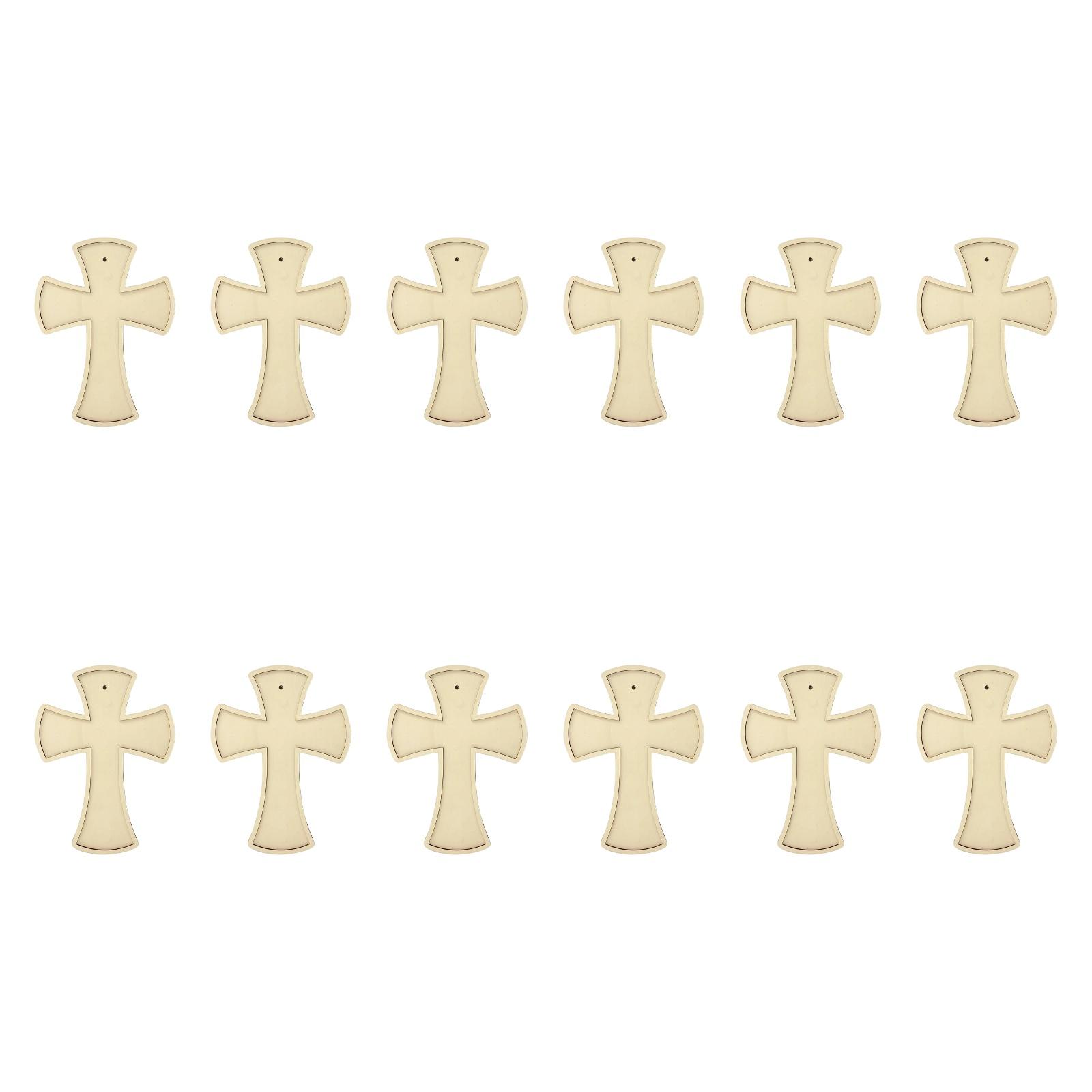 

12Pcs Wooden Crosses for Crafts with Hole Jesus Ornament Wood Tags Hanging Cross Ornament Unfinished Cross for Decoupage