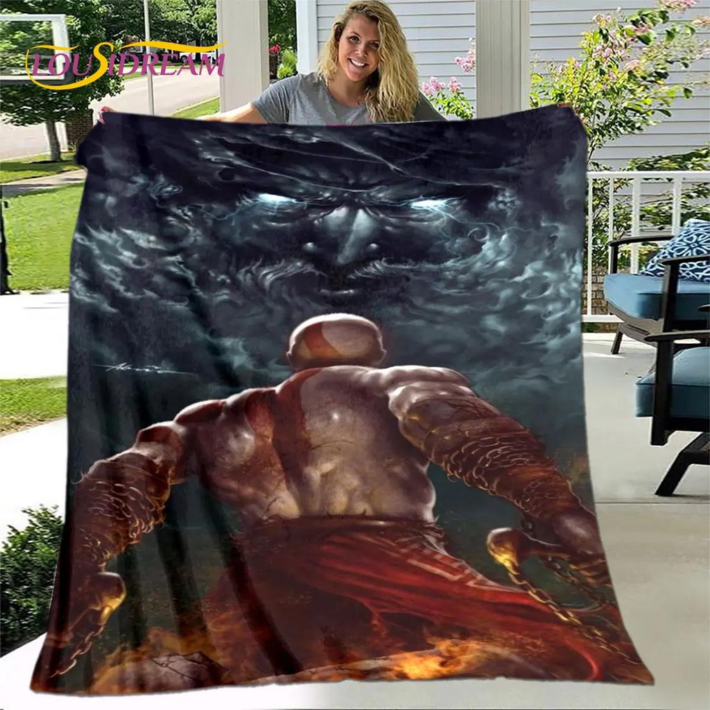 God of War Spiel Spieler Weiche Plüschdecke, Flanelldecke Überwurfdecke für Wohnzimmer Schlafzimmer Bett Sofa Picknick Abdeckung Bettdecke