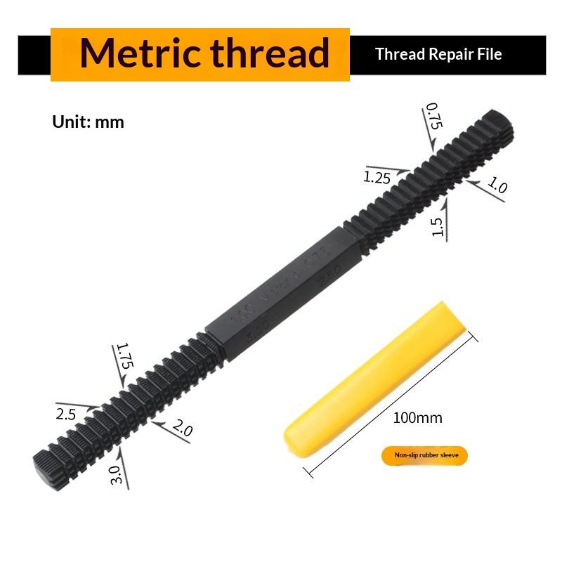 Thread Repair File Metric Thread Restoration Repair File Cleans Damaged Threads 0.75-3 Mm Pitch Metal Hardware DIY Hand Tools
