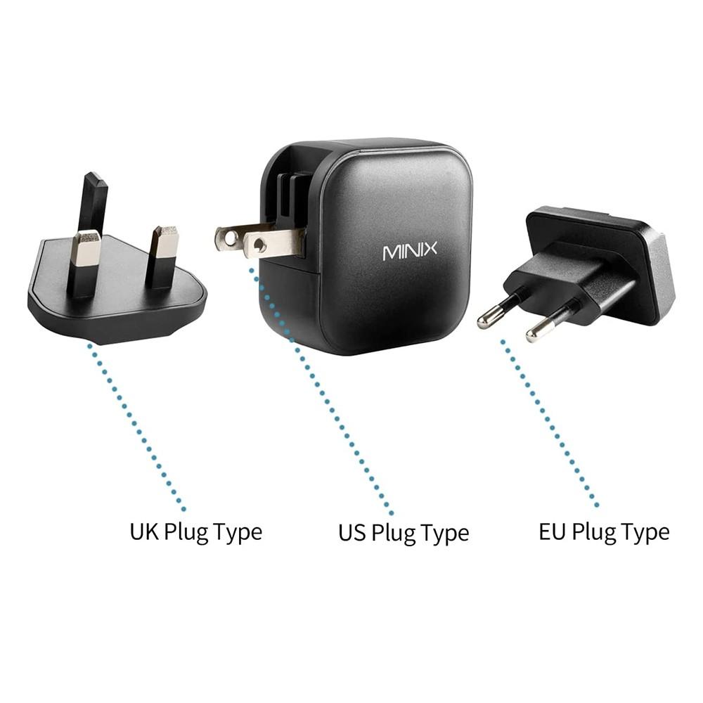 MINIX P1 65W 3-Port GaN Wall Charger with Multi-Protection Safety System