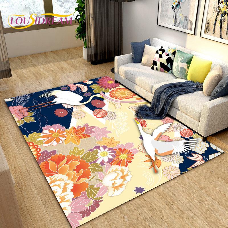 3D Classical Chinese Style Area Rug Large,Carpet Rug for Living Bedroom Sofa Doormat Decoration,Children Play Non-slip Floor Mat