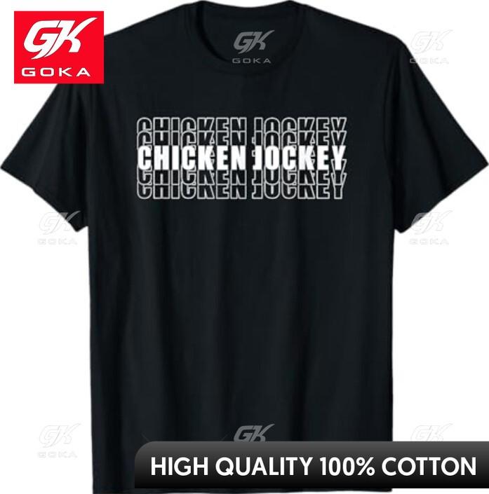 Funny Chicken Jockey Stacked Repeat Font Fun Gag Meme Humor Novelty Print O Neck Soft Fabric Printed Tee Minimalist Design S