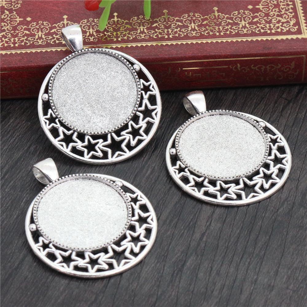 High Quality 5pcs 25mm Inner Size 6 Colors plated  Cameo Base Setting Stars Style Pendant