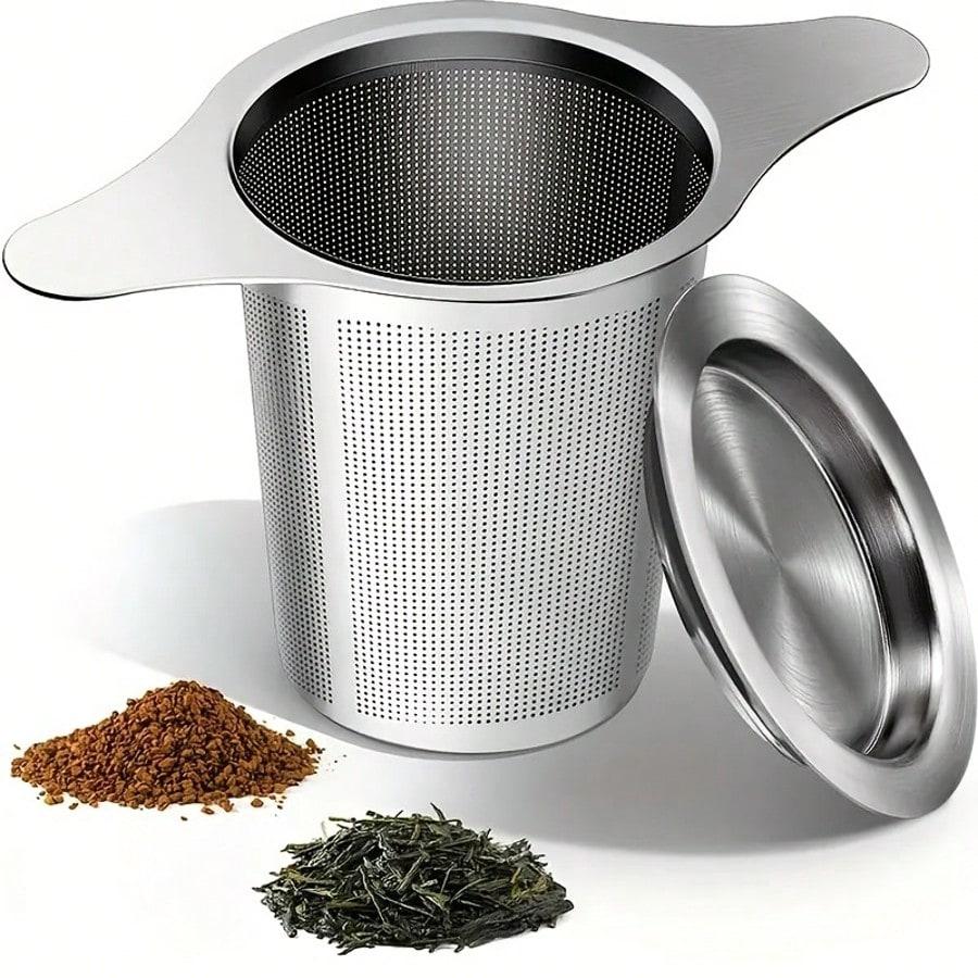 

Stainless Steel Double Ear Conical Tea Infuser Tea Filter Tea Strainer Tea Accessories Tea Strainer Net Back To School 1pc
