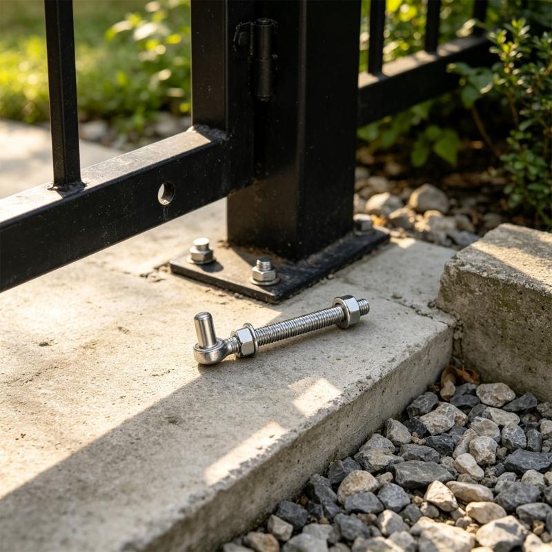Outdoor Gate Hinge Repair Hardware, 304 Steel J-Bolt with Threaded Bolt Mount and Washers for Fence Installation Work