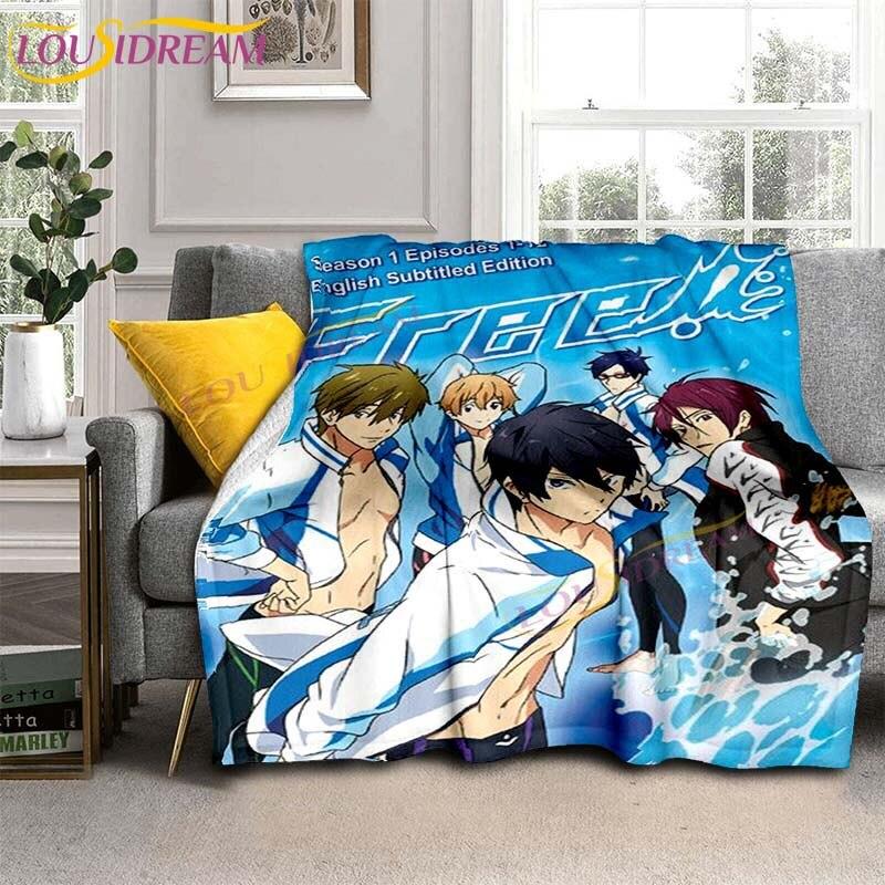 Gratis Iwatobi Swim Club Dekens Cartoon Bedspreien Dekens Anime Flanellen Dekens Bank Bed Dekens Plaid Dekens Cadeaus