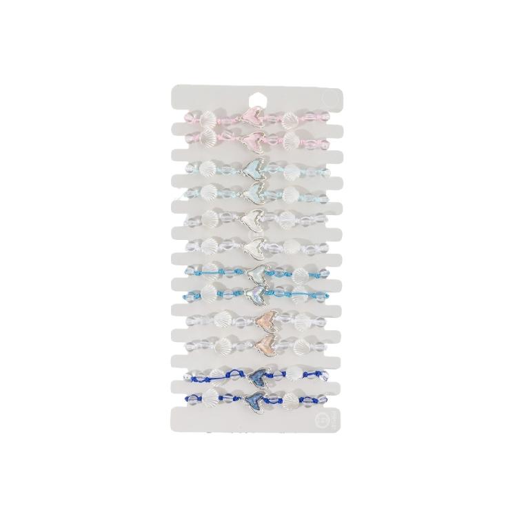 

12 Piece Ocean Theme Resin Fish Tail Bracelet Set Handmade Shell Bead Jewelry Stackable Wristband For Women lady 1