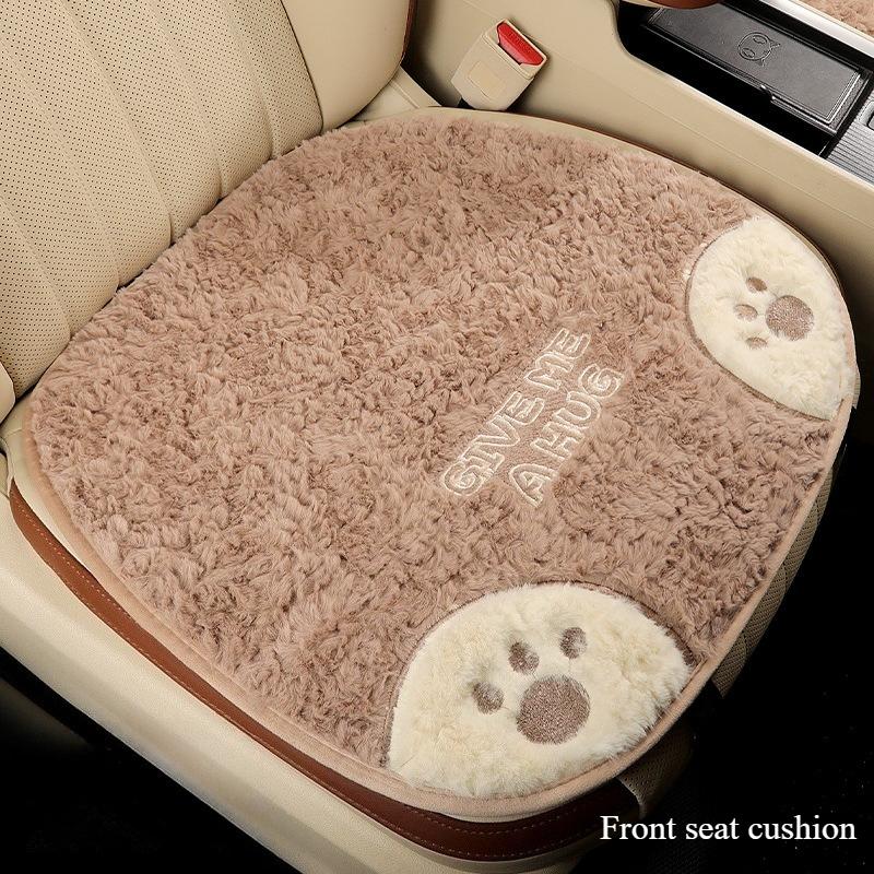 Cartoon 3D Bear Universal Car Seat Cushion Covers Plush Backrest for Autumn Winter Warm Cute Designed Seat Accessories
