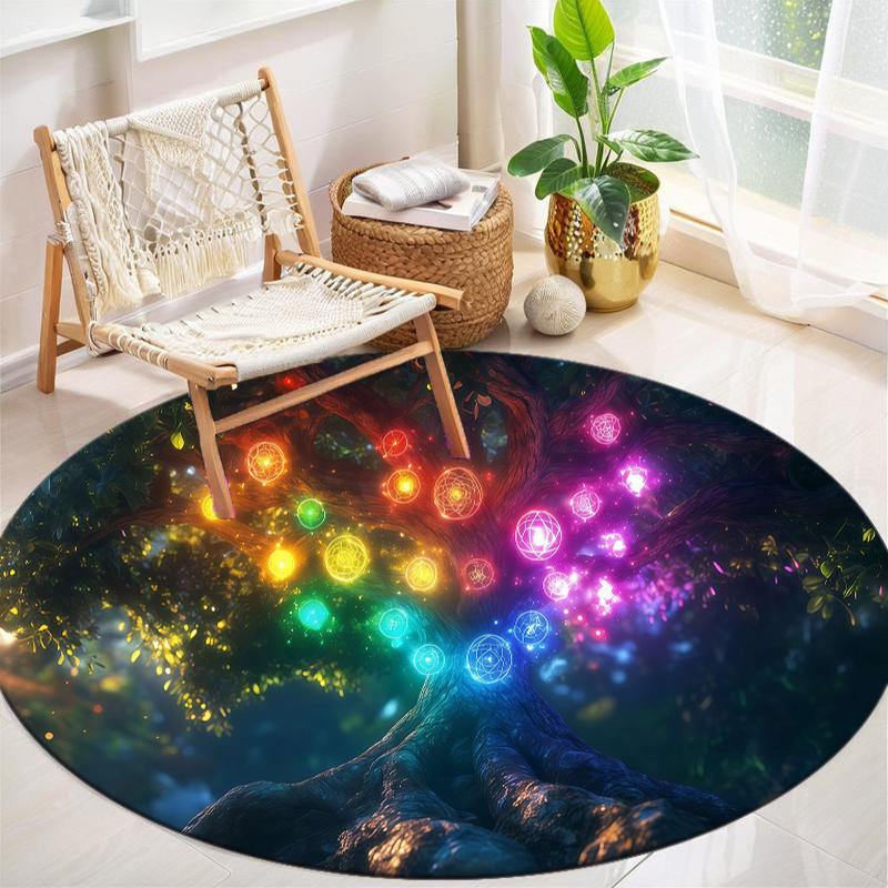 1Pc Tree of Life Circular Print Rug - home decoration Carpet For Living Room Bedroom Flooring Computer Chair Area Rug