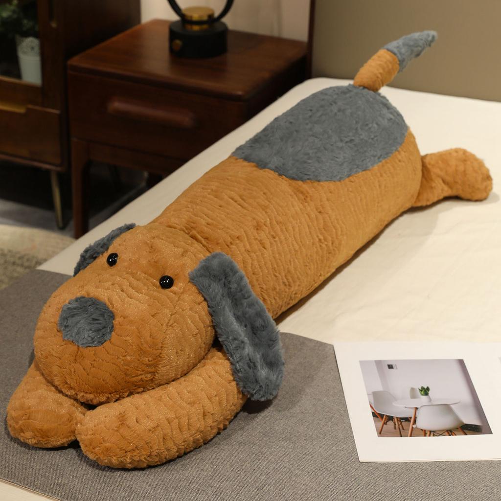 Kawaii Cartoon Puppy Long Pillow Soft Cozy Doggy Plush Doll Warm Lovely Sleeping Throw Pillow Lovely Home Decor Kids Companion