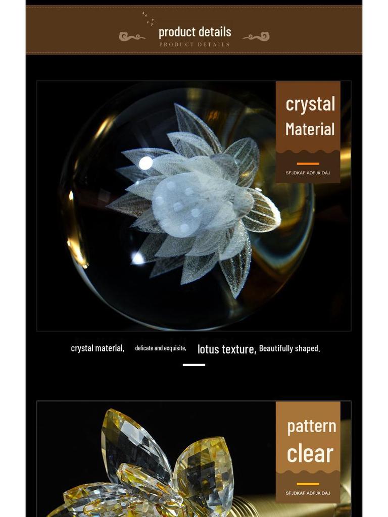 Copper LED Crystal Lotus Multi-Color Buddha Offering Lamp for Home Worship