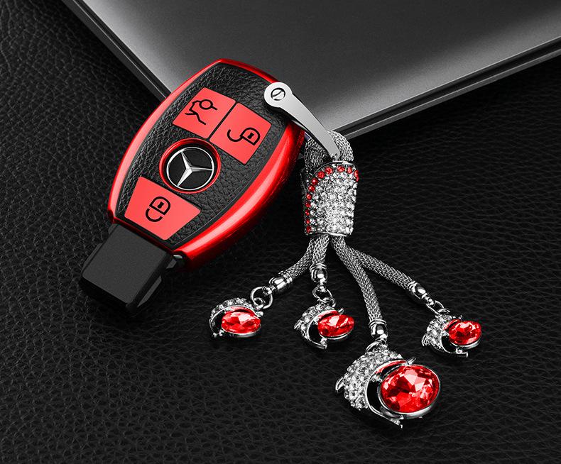 Mercedes-Benz Car Key Shell TPU Cover for CLA200, GLC260, C260L, GLA, C300 - Electroplated with Buckle (Female Design)