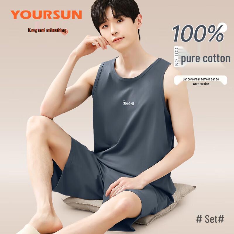 Men s 100% Cotton Sleeveless Pajama Set 3XL