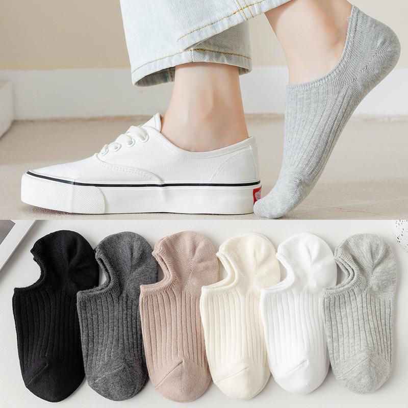 Women's Non-Slip Cotton Boat Socks - Invisible Low-Cut, Japanese Style, Spring/Summer