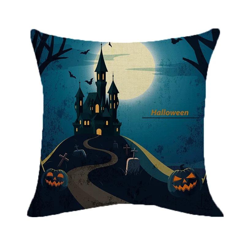 Halloween Theme Pillow Cover Car Office Living Room Sofa Halloween Pumpkin Lantern Decoration Pillow Cover