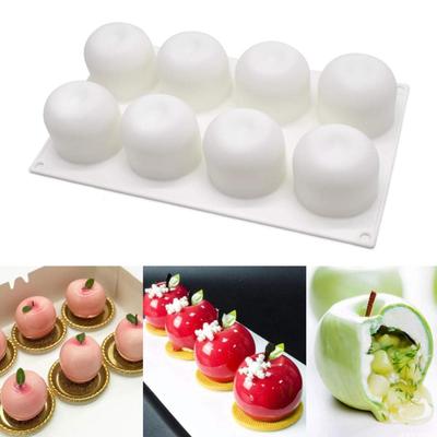 Stampo da forno in silicone 3D a forma di mela a 8 crid per mousse di dessert e pasticceria cupcake