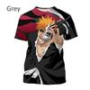 Moda Uomo Cool Kurosaki Ichigo Girocollo Casual Unisex Cosplay Maglietta Cool Anime Giapponese BLEACH Stampa 3D Maglietta Top