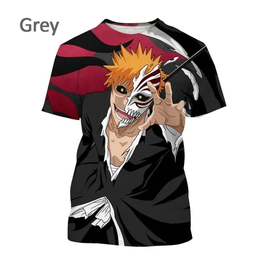 Moda Uomo Cool Kurosaki Ichigo Girocollo Casual Unisex Cosplay Maglietta Cool Anime Giapponese BLEACH Stampa 3D Maglietta Top