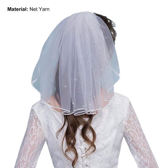 40cm Beautiful with Comb Net Yarn Bridal Veil Single Layer Ribbon Edge Short Veil Hair Accessories