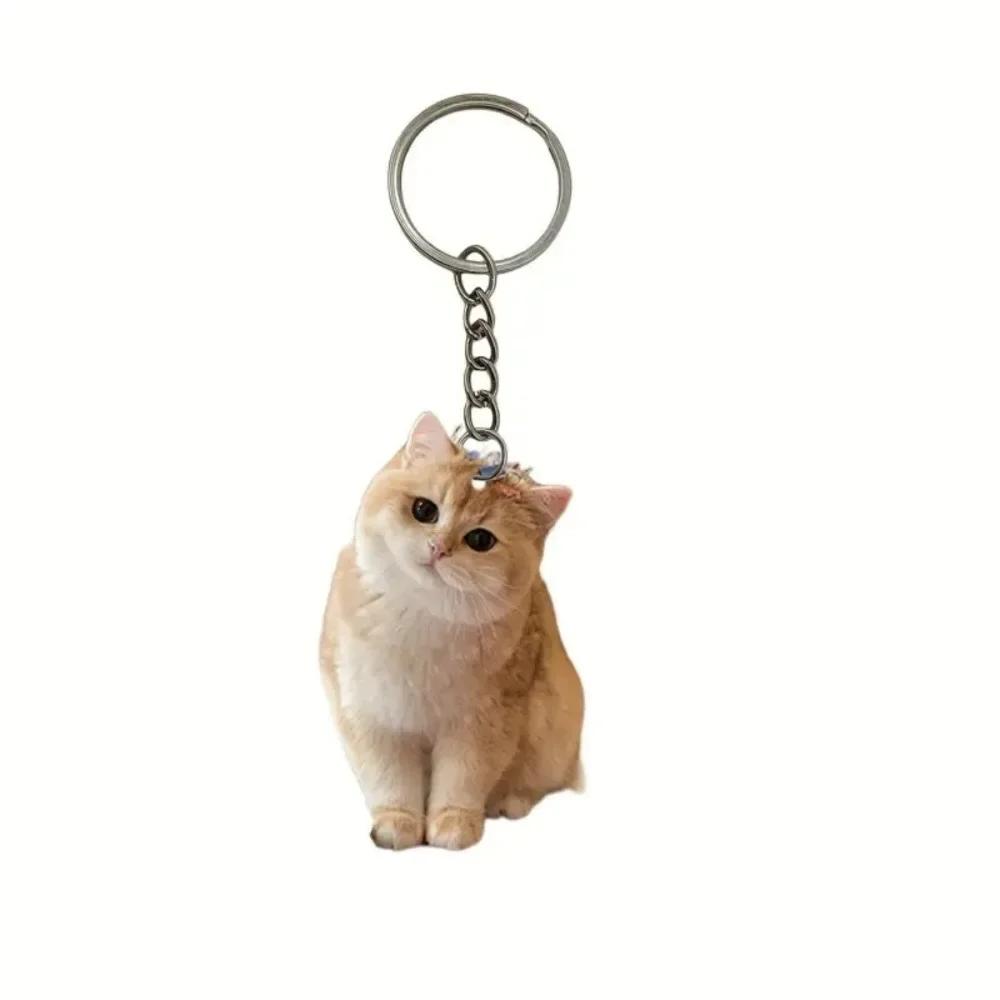 Lovely Cat Keychains Cow Cat British Shorthair Acrylic Pendant Children Funny Keychains Girl's Schoolbag Ornament
