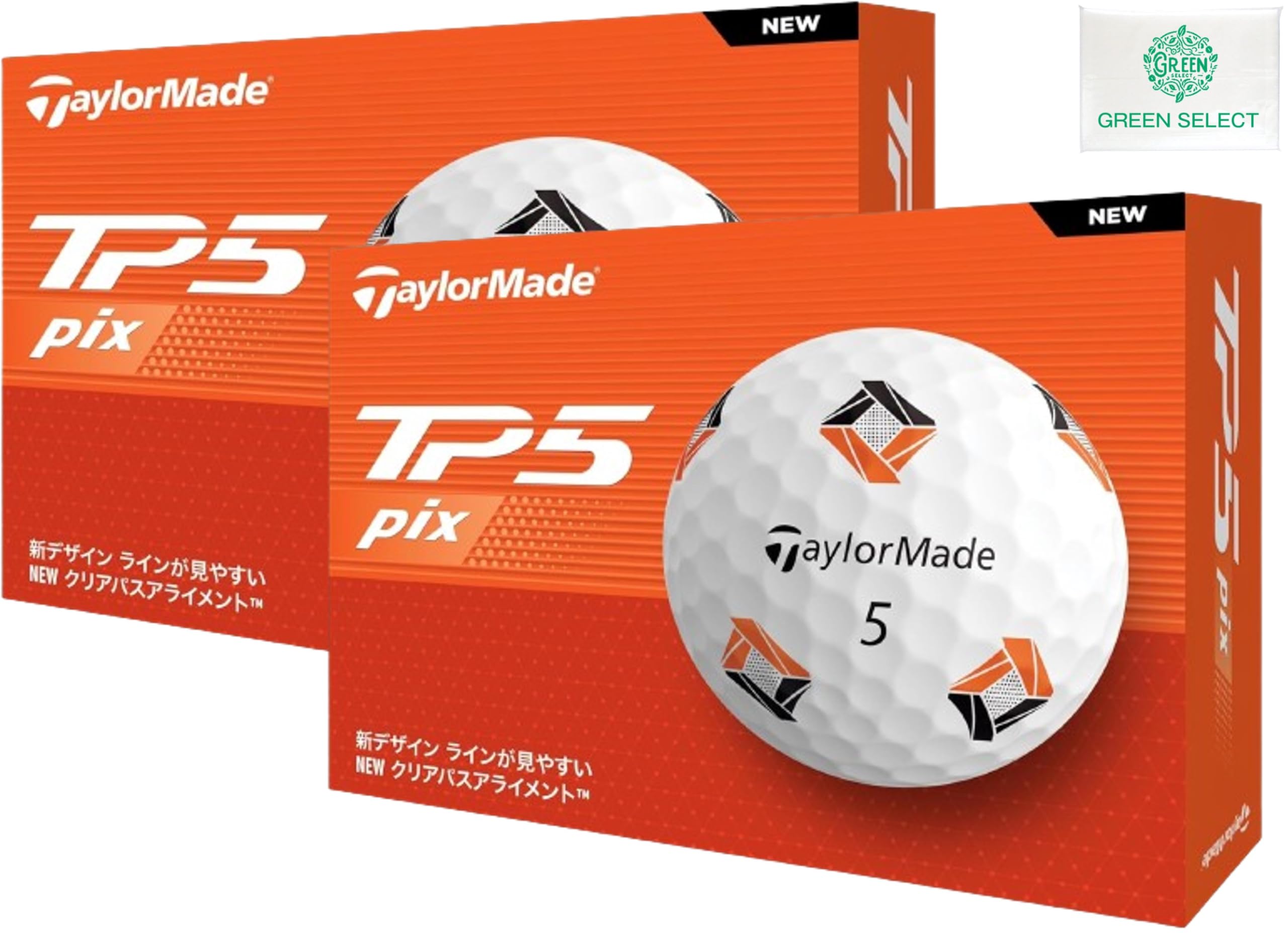 

Мяч для гольфа TAYLOR MADE TP5 pix белого цвета, 2 дюжины, модель TMJ24, 2024 г., в комплекте оригинальная карманная салфетка (24 шт)